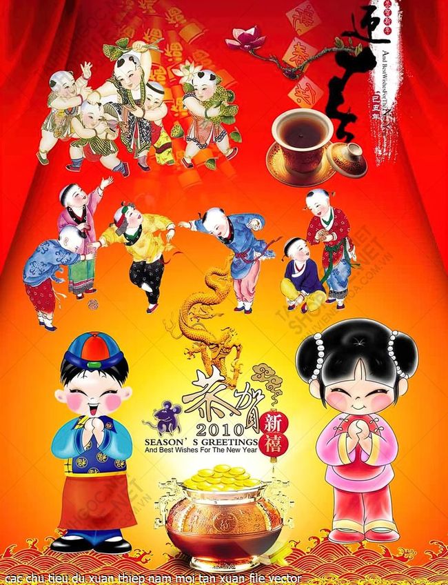 cac chu tieu du xuan thiep nam moi tan xuan file vector